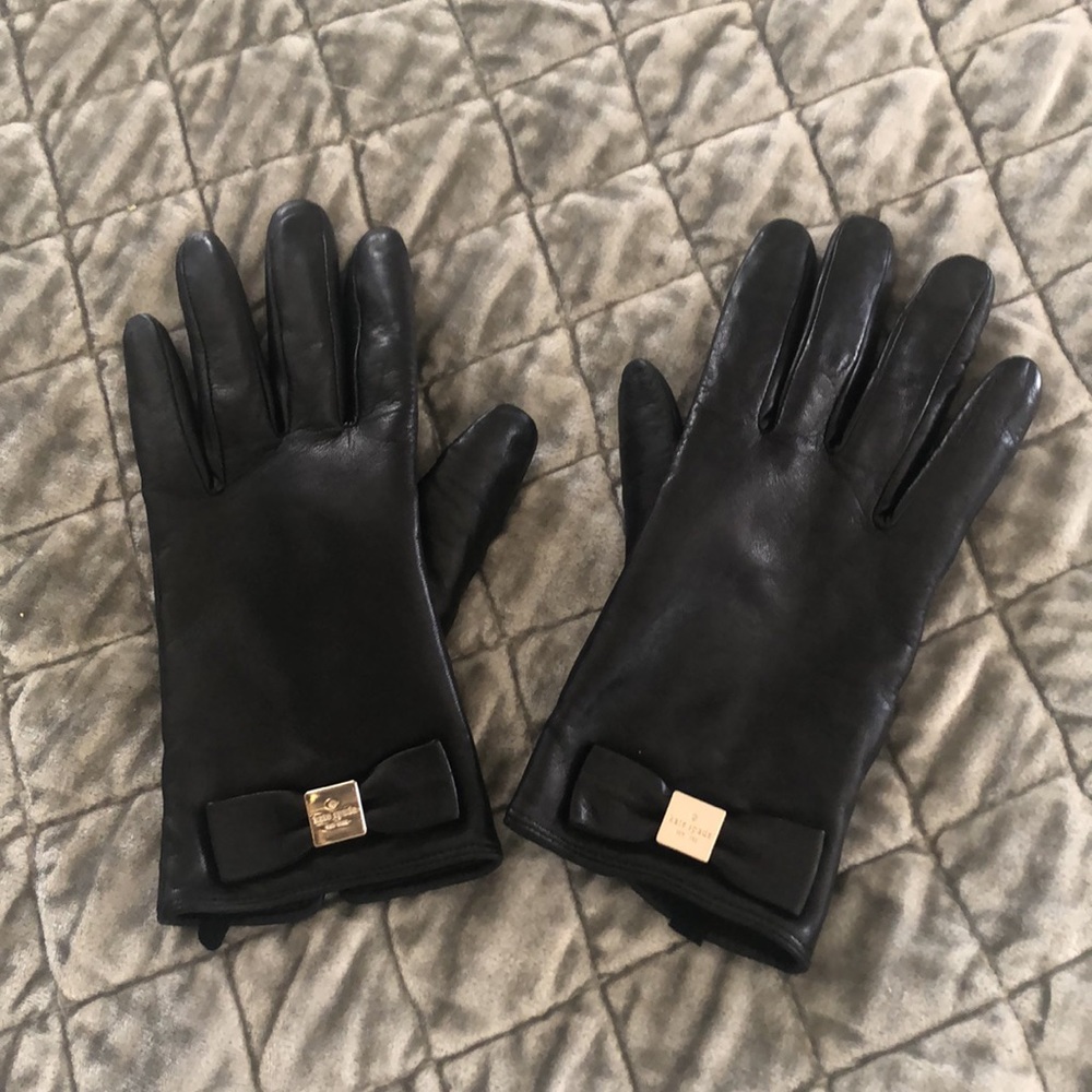 Kate Spade black leather gloves